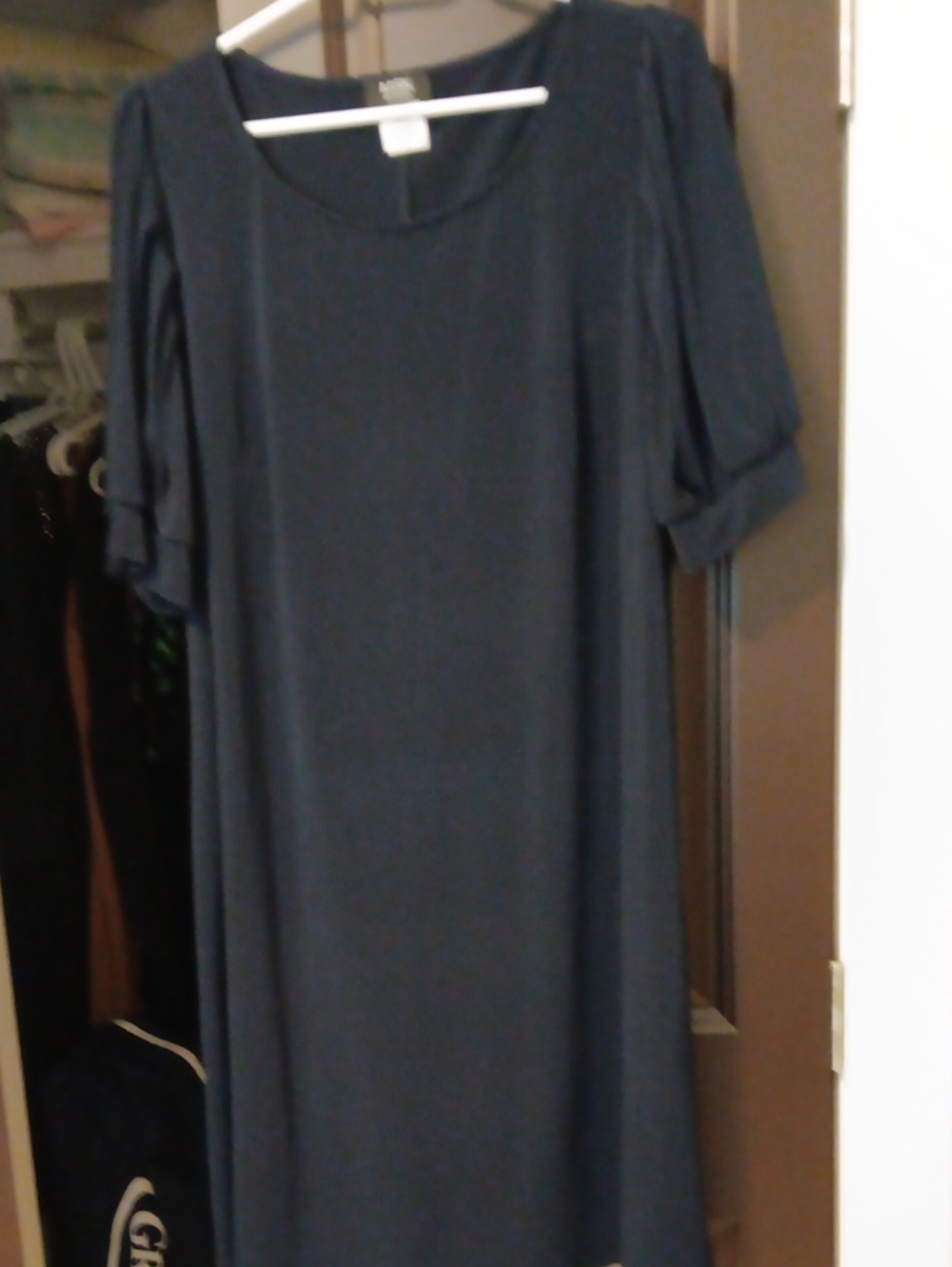 Dark Navy Short-Sleeve Shift Dress